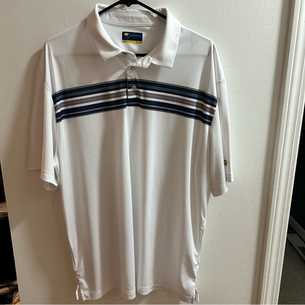 Jack Nicklaus Polo Shirt Mens XL‎ White Golden Bear Stay Dri Golf Shirt